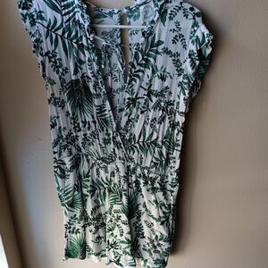 Francescas BLUE RAIN White and Green Floral Romper